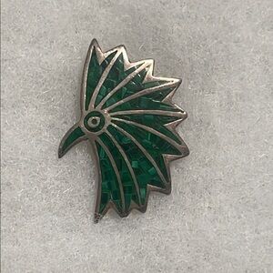 Vintage Green Malachite Brooch sterling silver 950 Bird